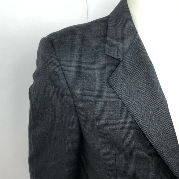 FENDI Men's Blazer Jacket 100% Virgin Wool Two Buttons Jacket Large Gray Black - Picture 7 of 9